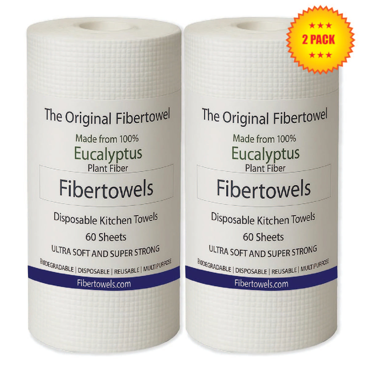 Fibertowels Disposable Kitchen Towels Rolls XL 12" x 10" 120ct